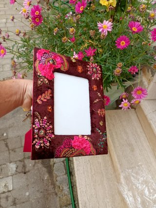 cornice 24 pz Portafoto in velluto con ricami