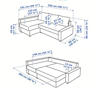 Sofá Cama Gris 3 Plazas Chaiselongue IKEA