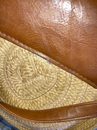 Bolso vintage redondo mimbre y piel