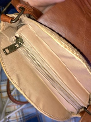 Bolso vintage redondo mimbre y piel