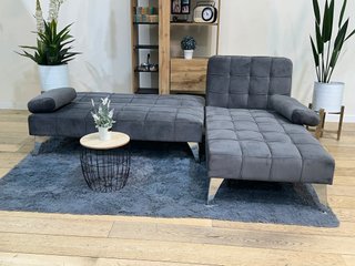 Sofá Cama Chaise Longue Gris Terciopelo