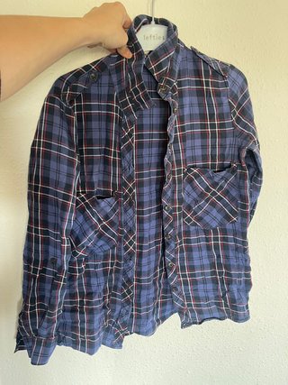 Camisa de cuadros azul y multicolor
