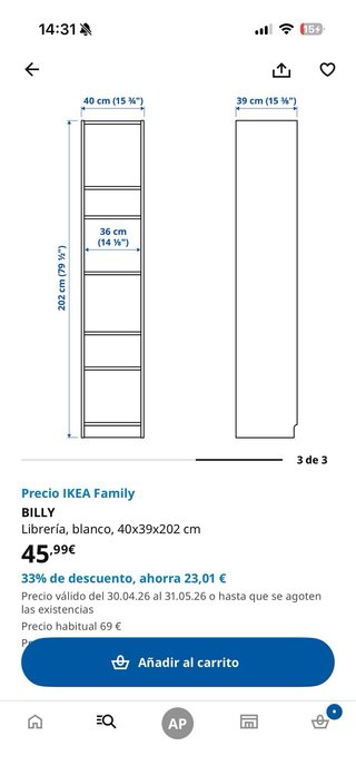 Estantería armario Billy Ikea Blanco