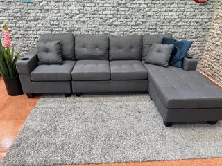 Sofá Chaise Longue 245cm Tela Gris