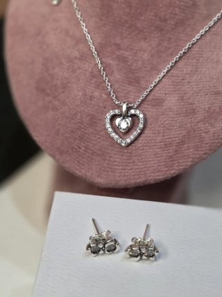 Conjunto Pandora Corazón Plata