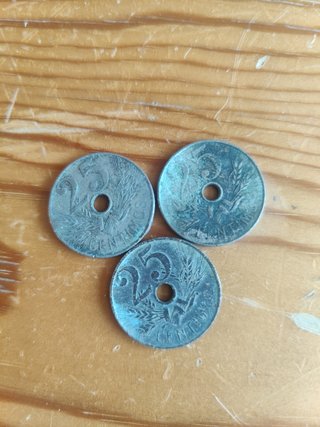 6 Monedas 25 Céntimos España 1927 Alfonso Xlll
