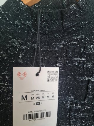 Vestido Zara Negro y Gris Estampado