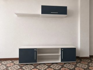 Mueble modular comedor blanco y gris