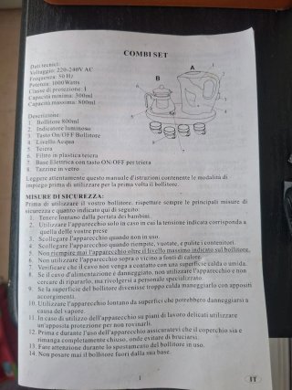 Juego de tetera, calentador y 4 tazas