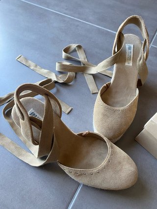 Cuñas Porronet Piel Beige Talla 38