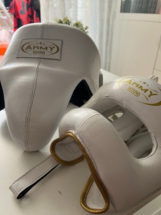 Casco Boxeo Army War Blanco y Dorado