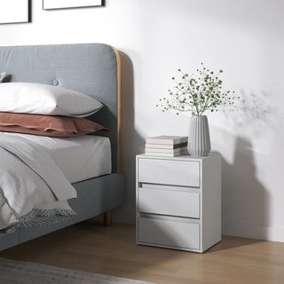 Cómoda Moderna de 3 Cajones para Sala y Pasillo, Cómoda de Dormitorio en Aglomerado, 40X30X50.5 Cm, Blanco