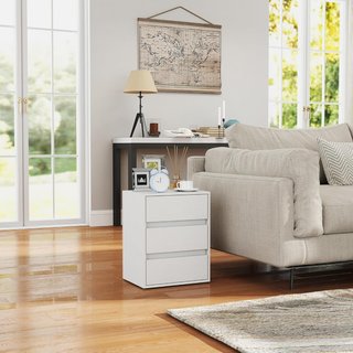 Cómoda Moderna de 3 Cajones para Sala y Pasillo, Cómoda de Dormitorio en Aglomerado, 40X30X50.5 Cm, Blanco
