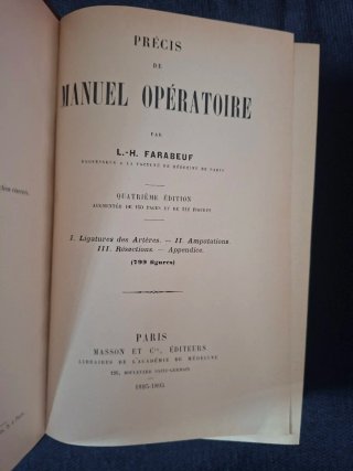 Libro L. Faraboeuf - Médecine Opératoire 1893-1895