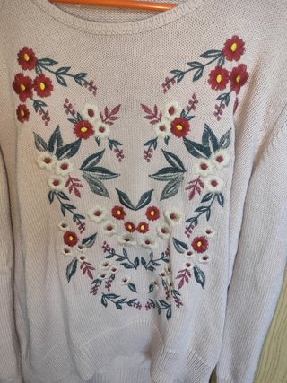 Jersey rosa bordado flores Talla XL