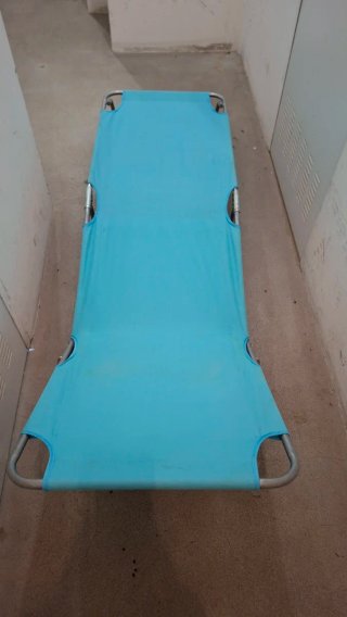 Tumbona Plegable Azul y Plateada