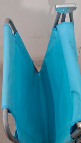Tumbona Plegable Azul y Plateada