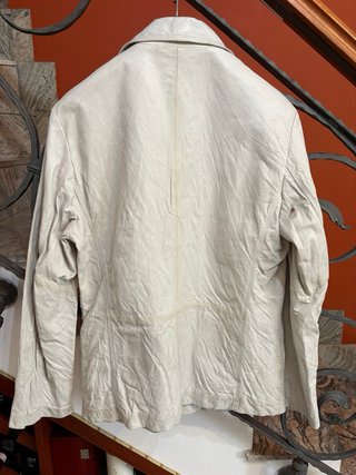 Giacca blazer vera pelle vintage beige