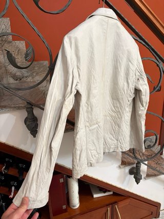 Giacca blazer vera pelle vintage beige