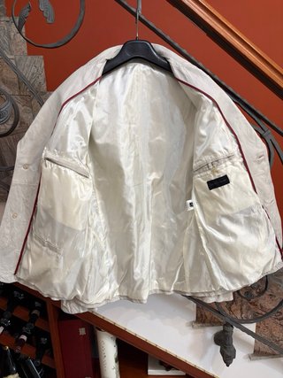 Giacca blazer vera pelle vintage beige