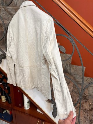 Giacca blazer vera pelle vintage beige