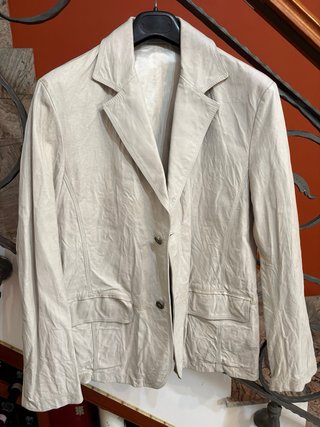 Giacca blazer vera pelle vintage beige