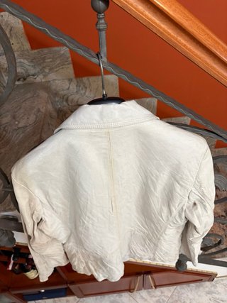 Giacca blazer vera pelle vintage beige