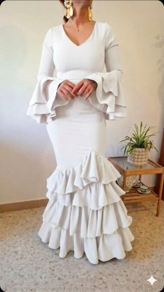 Traje Flamenca Blanco TODAS LAS TALLAS