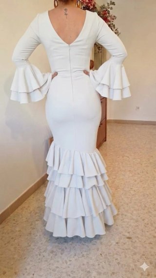 Traje Flamenca Blanco TODAS LAS TALLAS