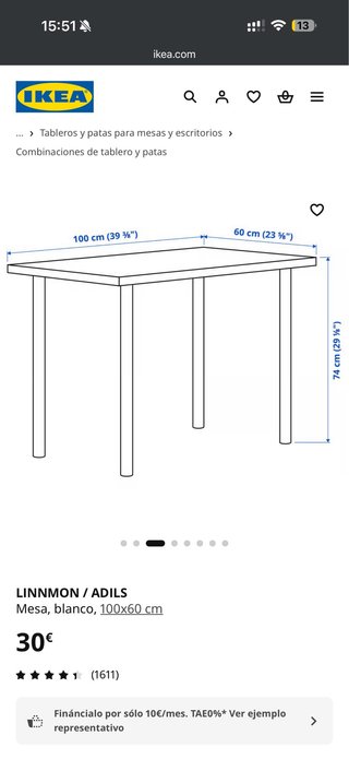 Escritorio de oficina blanco | Ikea ADILS