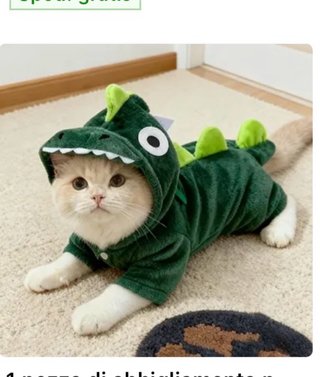Vestito per gatto a forma di dinosauro