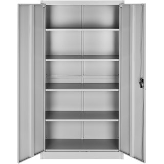 Armario archivador de acero y 5 alturas regulables 180x90x40 cm gris