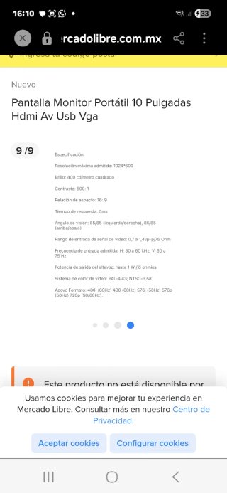 Schermo portatile da 10 pollici