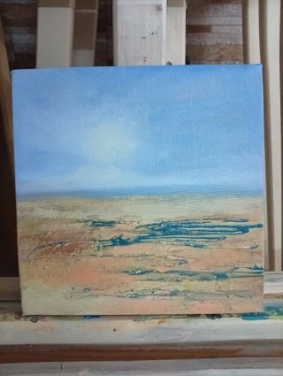 Pintura paisaje abstracto playa