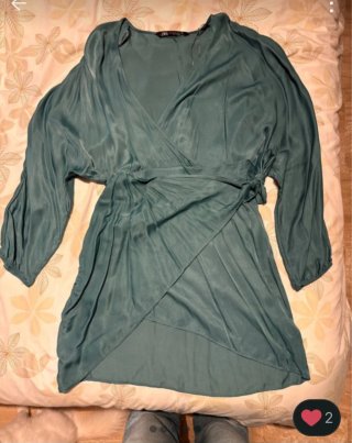 Vestido Zara Talla M Elegante Verde Azulado