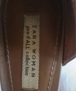 Sandalias Zara Tacón Beige Talla 38