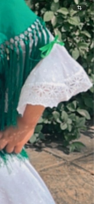 Traje de flamenca verde y blanco