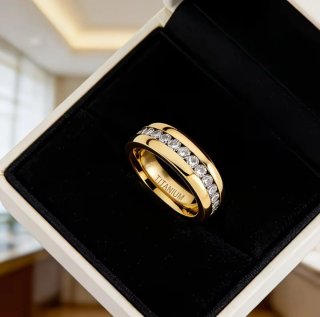Anillo Titanio con Circonitas Talla 20.2 mm