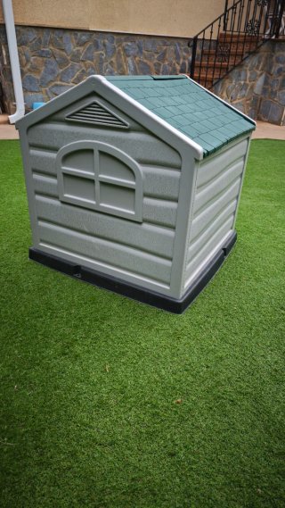 Caseta para perro grande beige/gris