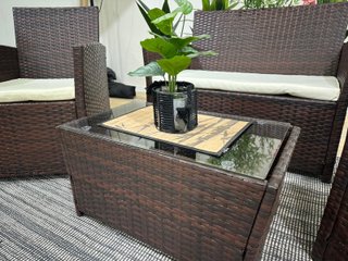 Conjunto sofá  + 2 sillones + mesa de centro con cristal