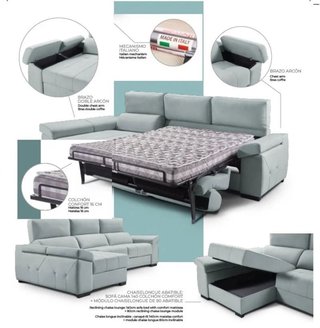 SOFÁ CAMA CON CHAISE LONGUE SIMONET.
