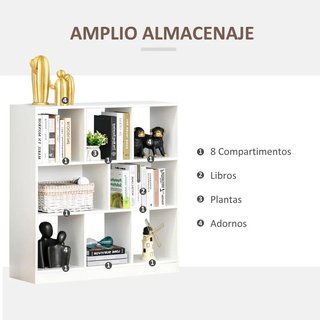 Estantería 8 Compartimentos Moderna Blanca 100cm
