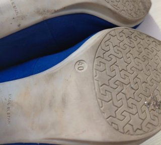 Zapatos ante azul tacón ancho