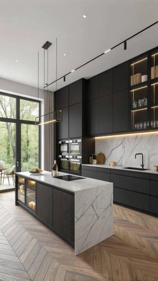 Cocina Modular Negra y Blanca