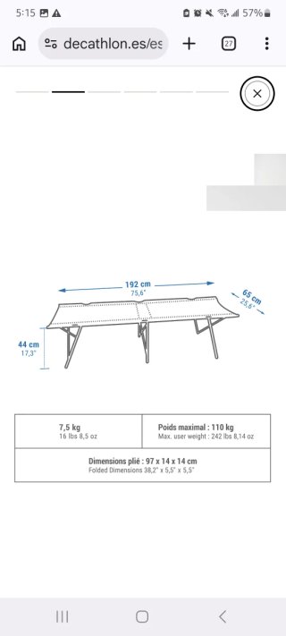 Cama de camping plegable beige