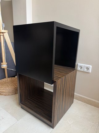 Mueble Cubo Madera Negro y Marrón