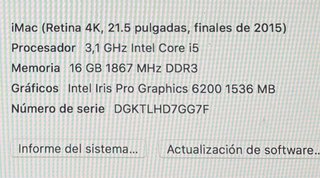 Imac 21,5 Retina 16GB RAM 1TB SSD