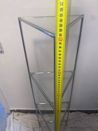 Estantería esquinera triangular cristal metal 80s