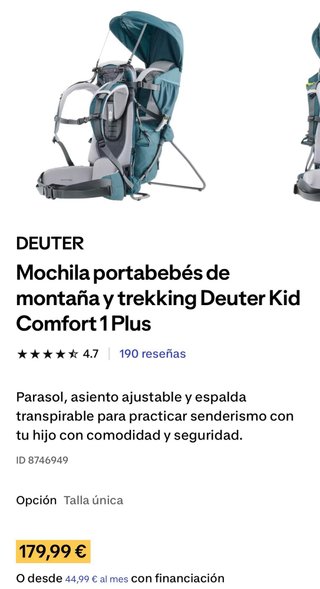Mochila portabebés Deuter Kid Comfort 1 Plus