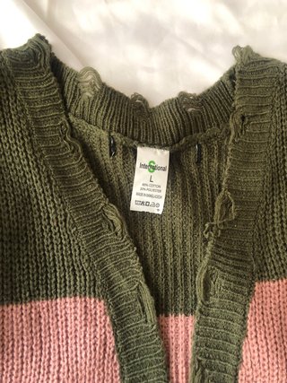 Chaqueta larga de punto multicolor